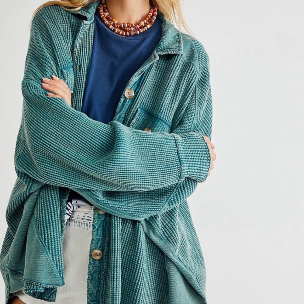 Free People One Scout Jacket Oversized Shirt Shacket Everlade Size Small $128